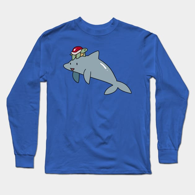 Turtle Riding a Dolphin Long Sleeve T-Shirt by saradaboru